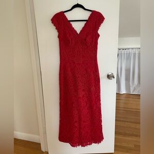Tadashi Shoji Red Lace Full Length Gown